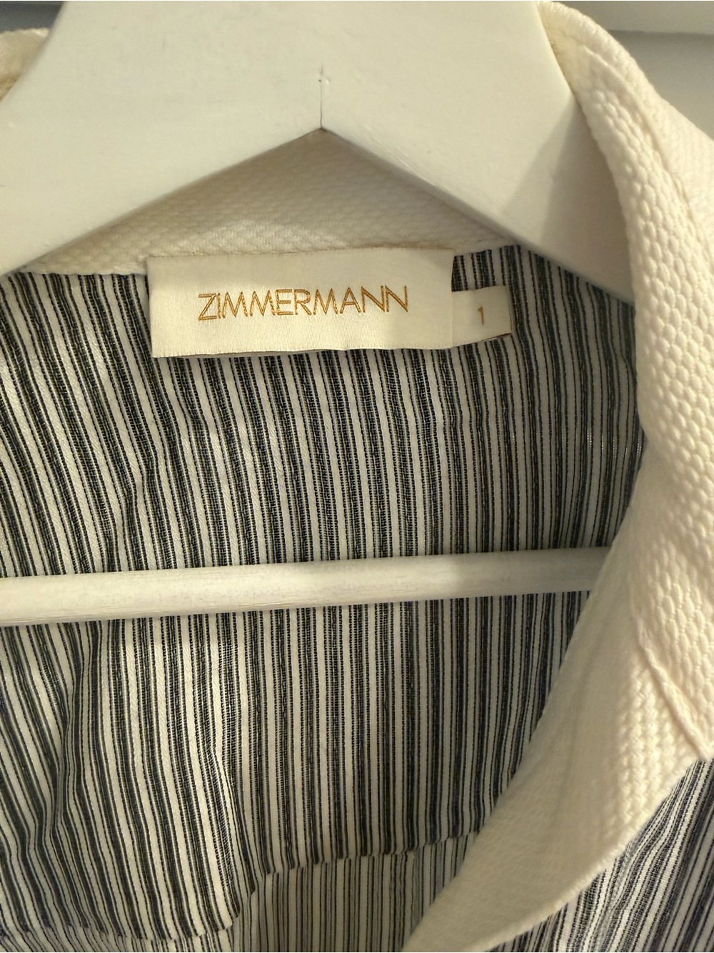 Zimmermann Cream & Gray Striped Midi Shirt Dress with Belt - Picture 4 of 5